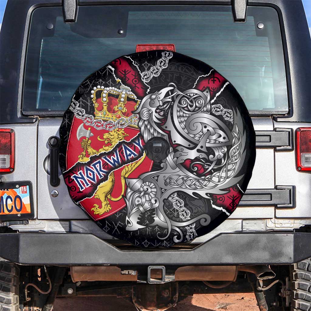 Norway Vikings Spare Tire Cover Nordic Lion Bound in Runes and Chains