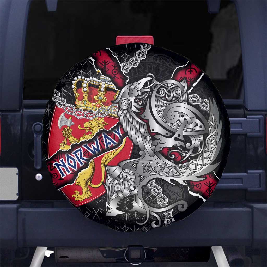 Norway Vikings Spare Tire Cover Nordic Lion Bound in Runes and Chains