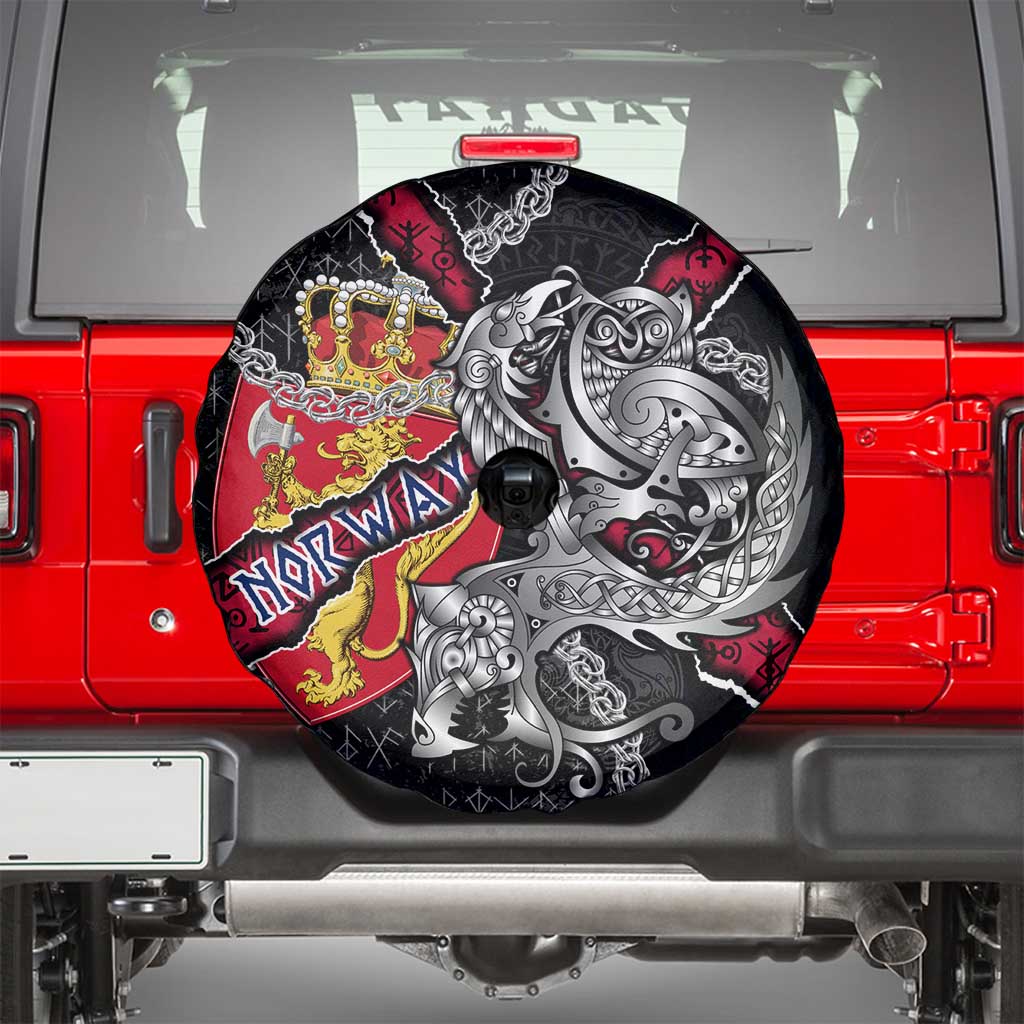 Norway Vikings Spare Tire Cover Nordic Lion Bound in Runes and Chains