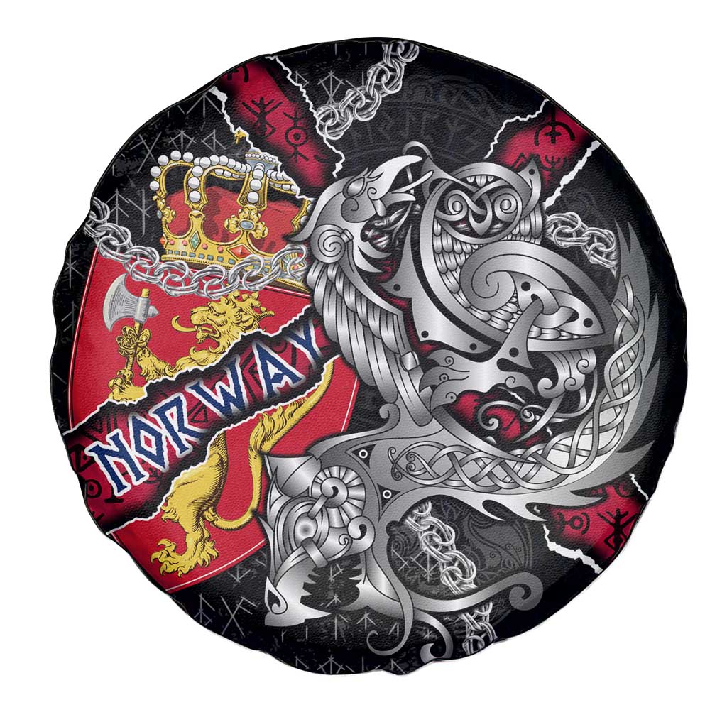 Norway Vikings Spare Tire Cover Nordic Lion Bound in Runes and Chains