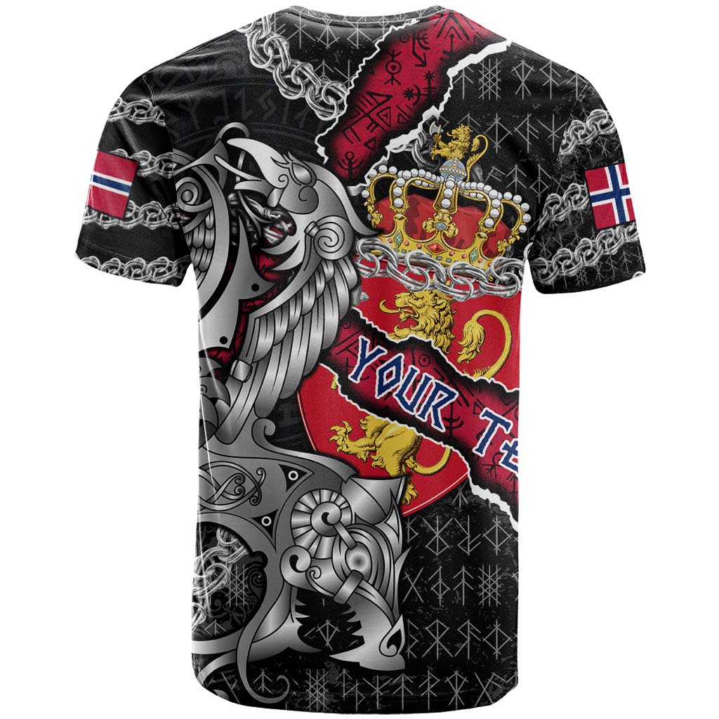 Personalized Norway Vikings T Shirt Nordic Lion Bound in Runes and Chains