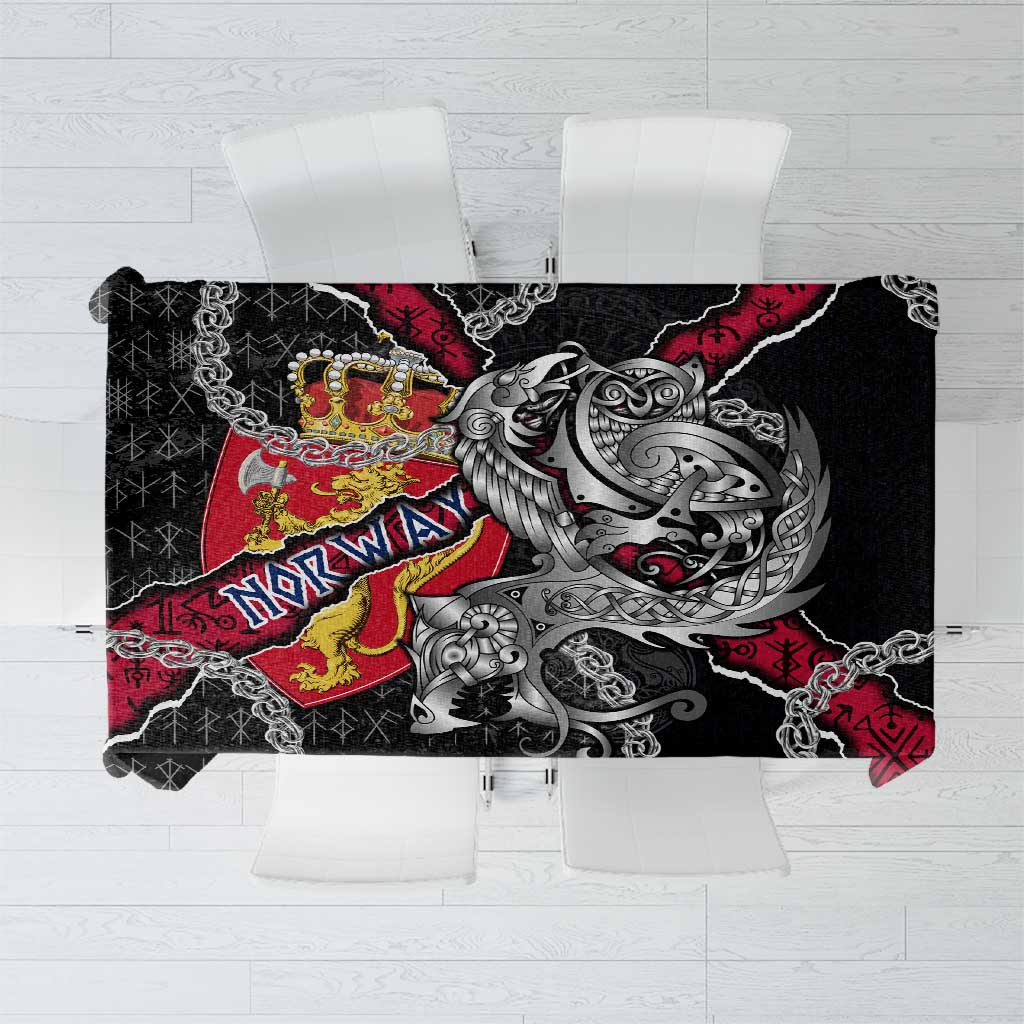 Norway Vikings Tablecloth Nordic Lion Bound in Runes and Chains