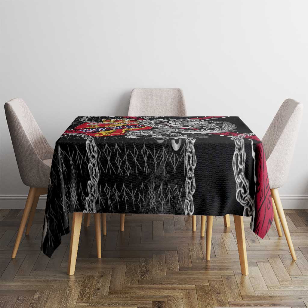 Norway Vikings Tablecloth Nordic Lion Bound in Runes and Chains