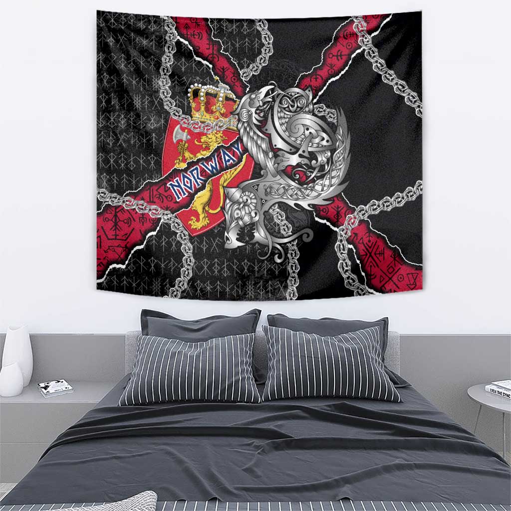 Norway Vikings Tapestry Nordic Lion Bound in Runes and Chains