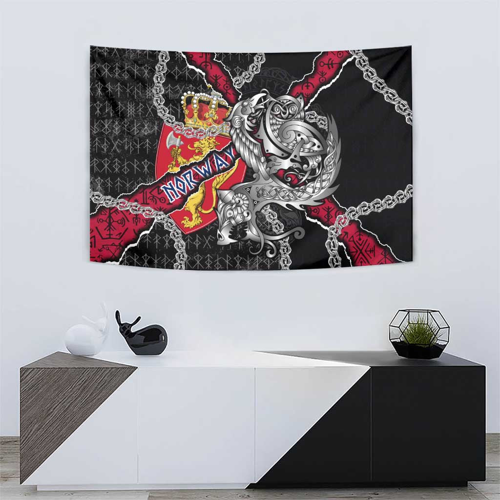 Norway Vikings Tapestry Nordic Lion Bound in Runes and Chains
