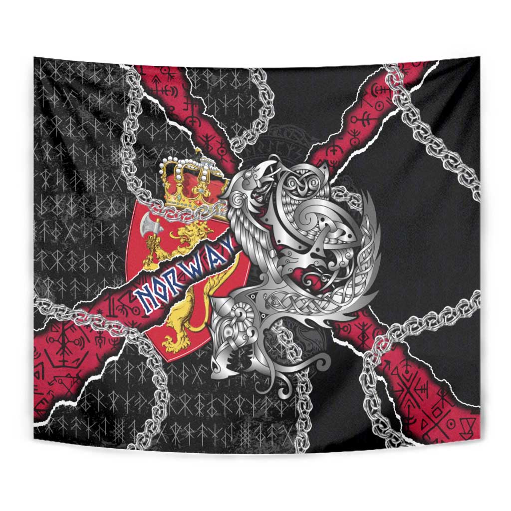 Norway Vikings Tapestry Nordic Lion Bound in Runes and Chains