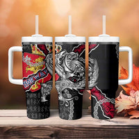 Norway Vikings Tumbler With Handle Nordic Lion Bound in Runes and Chains