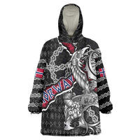Personalized Norway Vikings Wearable Blanket Hoodie Nordic Lion Bound in Runes and Chains