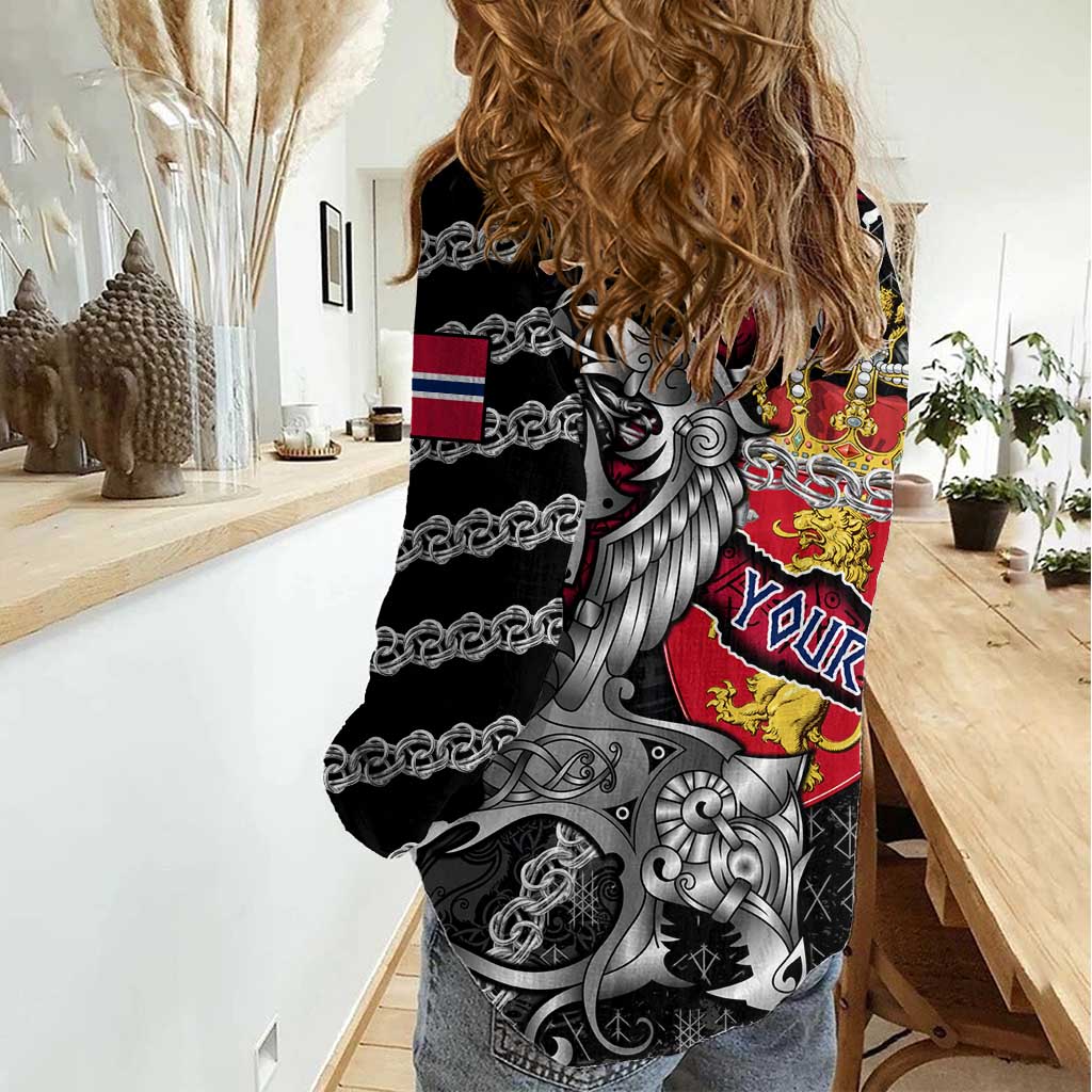 Personalized Norway Vikings Women Casual Shirt Nordic Lion Bound in Runes and Chains