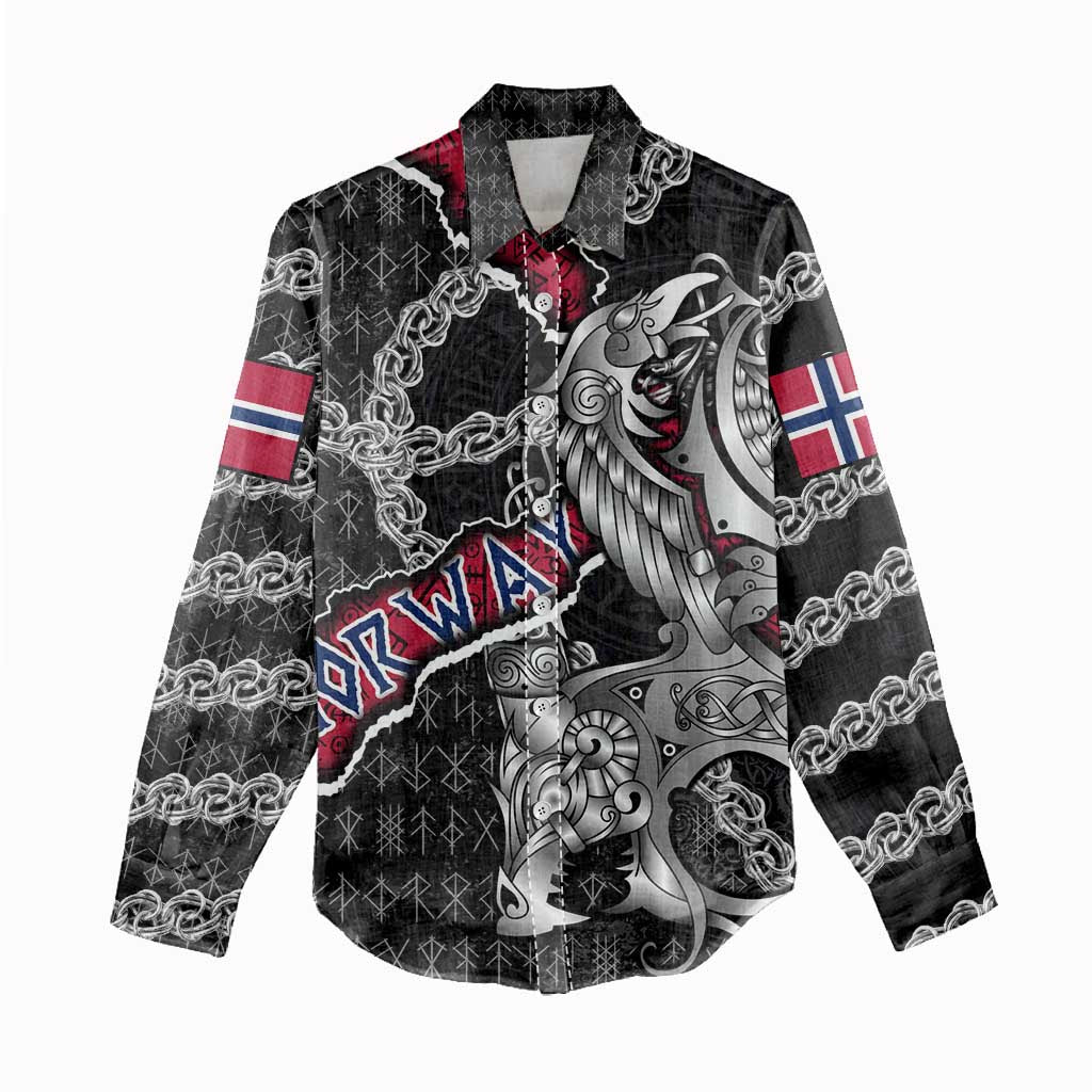 Personalized Norway Vikings Women Casual Shirt Nordic Lion Bound in Runes and Chains