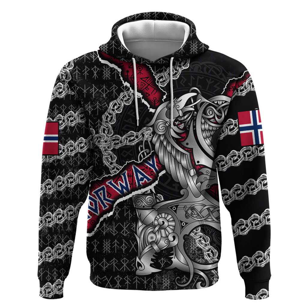 Personalized Norway Vikings Zip Hoodie Nordic Lion Bound in Runes and Chains