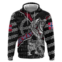 Personalized Norway Vikings Zip Hoodie Nordic Lion Bound in Runes and Chains
