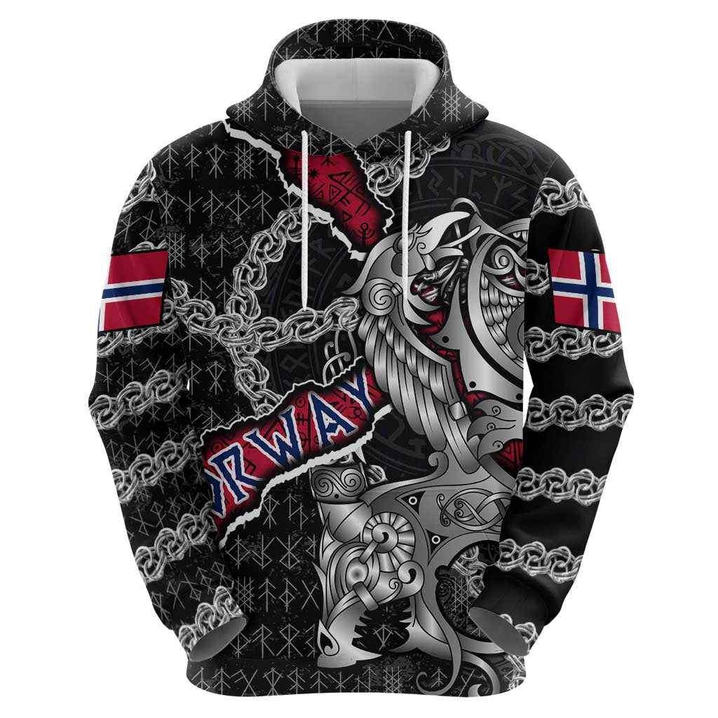Personalized Norway Vikings Zip Hoodie Nordic Lion Bound in Runes and Chains