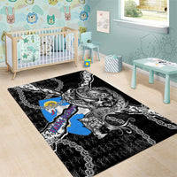 Faroe Islands Vikings Area Rug Nordic Lion Bound in Runes and Chains