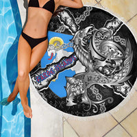 Faroe Islands Vikings Beach Blanket Nordic Lion Bound in Runes and Chains