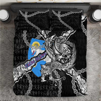 Faroe Islands Vikings Bedding Set Nordic Lion Bound in Runes and Chains