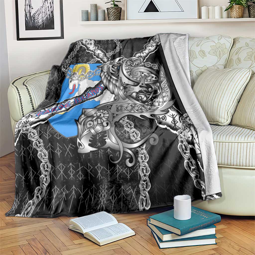 Faroe Islands Vikings Blanket Nordic Lion Bound in Runes and Chains