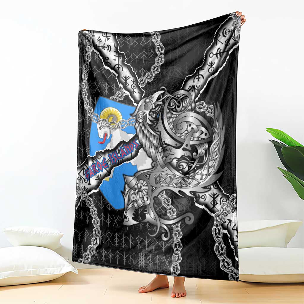 Faroe Islands Vikings Blanket Nordic Lion Bound in Runes and Chains