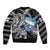 Personalized Faroe Islands Vikings Bomber Jacket Nordic Lion Bound in Runes and Chains