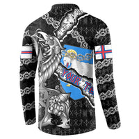Personalized Faroe Islands Vikings Button Sweatshirt Nordic Lion Bound in Runes and Chains
