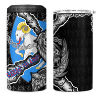 Faroe Islands Vikings 4 in 1 Can Cooler Tumbler Nordic Lion Bound in Runes and Chains