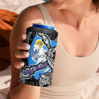 Faroe Islands Vikings 4 in 1 Can Cooler Tumbler Nordic Lion Bound in Runes and Chains