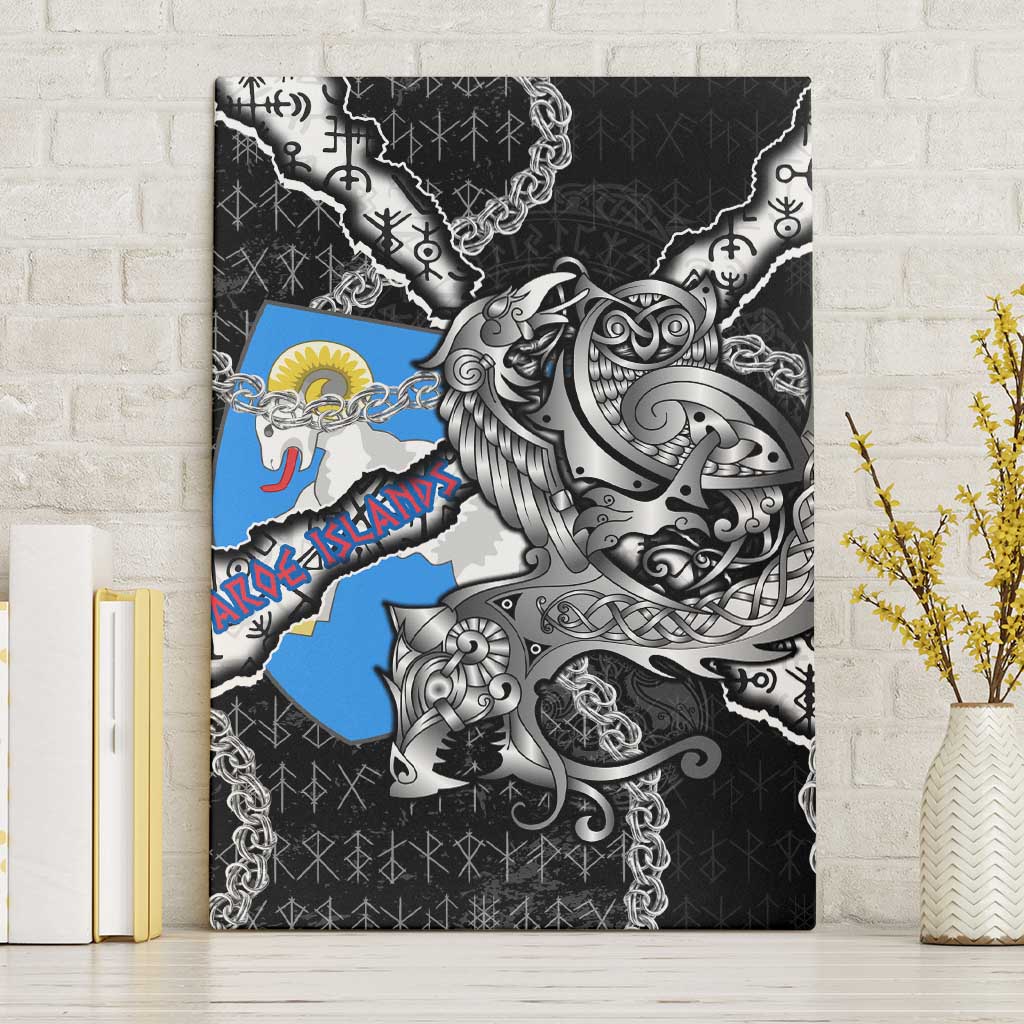 Faroe Islands Vikings Canvas Wall Art Nordic Lion Bound in Runes and Chains