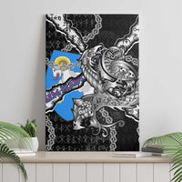 Faroe Islands Vikings Canvas Wall Art Nordic Lion Bound in Runes and Chains