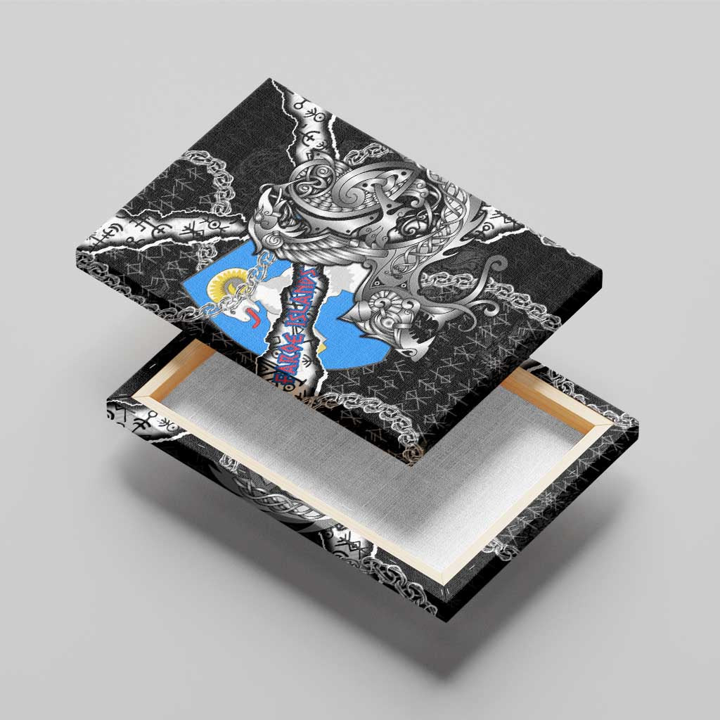 Faroe Islands Vikings Canvas Wall Art Nordic Lion Bound in Runes and Chains