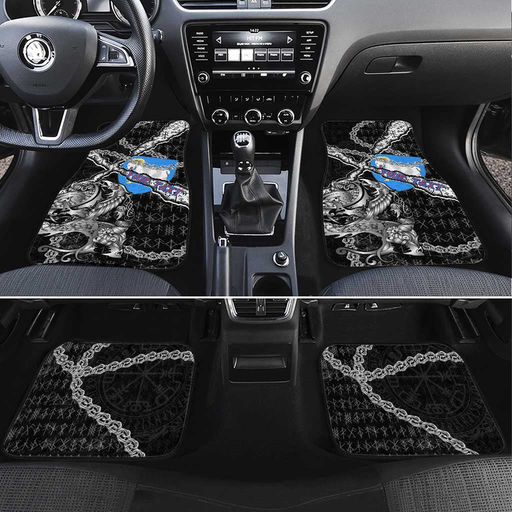 Faroe Islands Vikings Car Mats Nordic Lion Bound in Runes and Chains