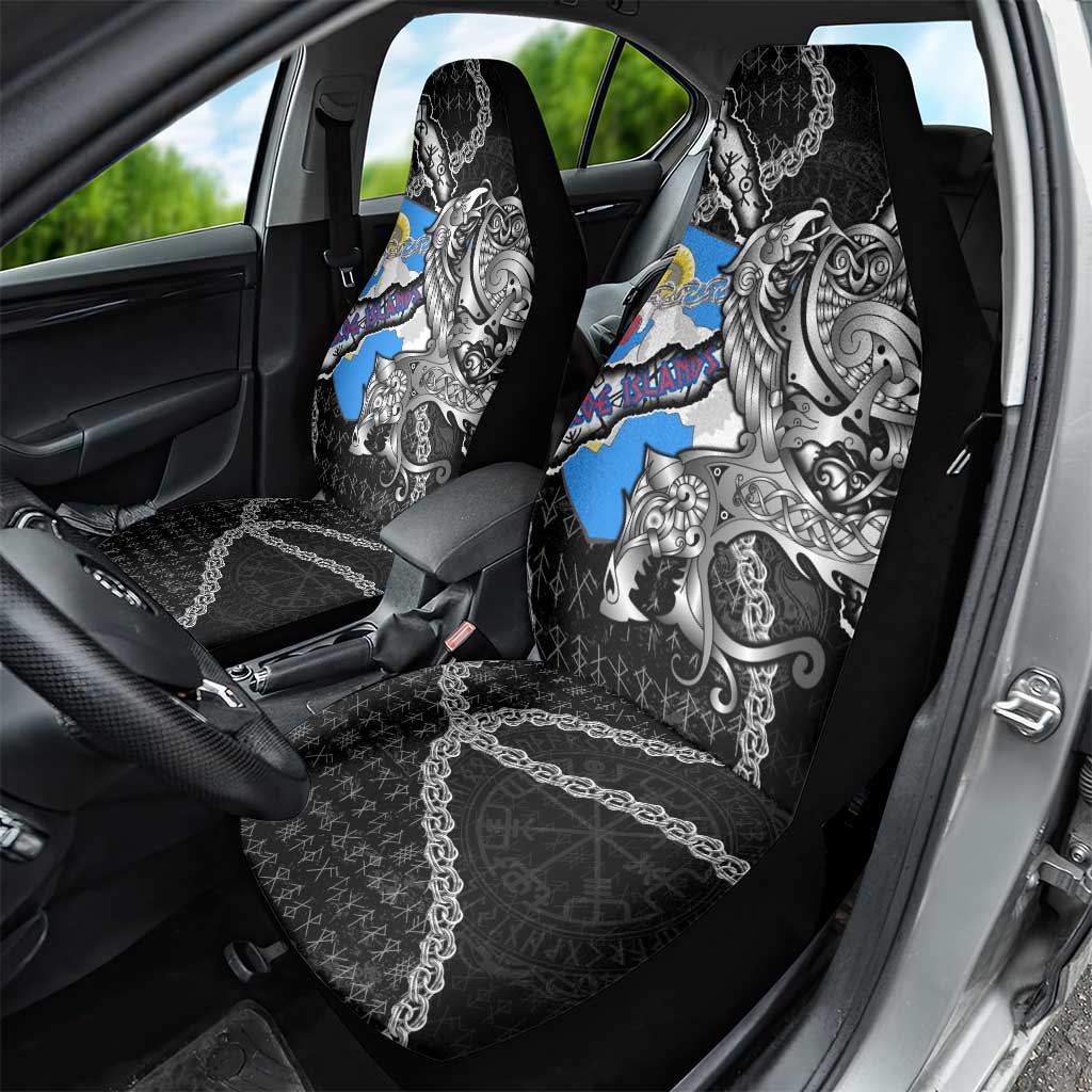 Faroe Islands Vikings Car Seat Cover Nordic Lion Bound in Runes and Chains
