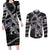 Personalized Faroe Islands Vikings Couples Matching Long Sleeve Bodycon Dress and Long Sleeve Button Shirt Nordic Lion Bound in Runes and Chains
