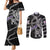 Personalized Faroe Islands Vikings Couples Matching Mermaid Dress and Long Sleeve Button Shirt Nordic Lion Bound in Runes and Chains