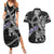 Personalized Faroe Islands Vikings Couples Matching Summer Maxi Dress and Hawaiian Shirt Nordic Lion Bound in Runes and Chains