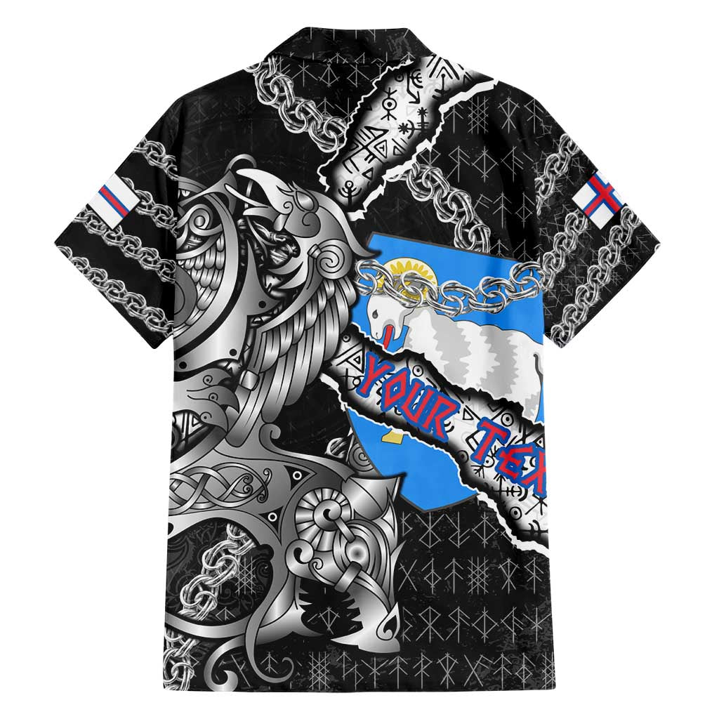 Personalized Faroe Islands Vikings Family Matching Short Sleeve Bodycon Dress and Hawaiian Shirt Nordic Lion Bound in Runes and Chains