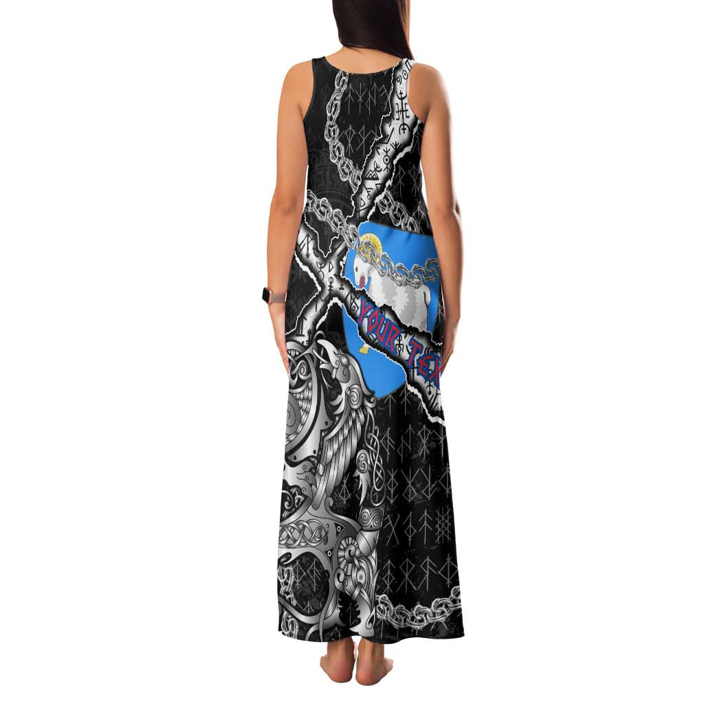 Personalized Faroe Islands Vikings Family Matching Tank Maxi Dress and Hawaiian Shirt Nordic Lion Bound in Runes and Chains