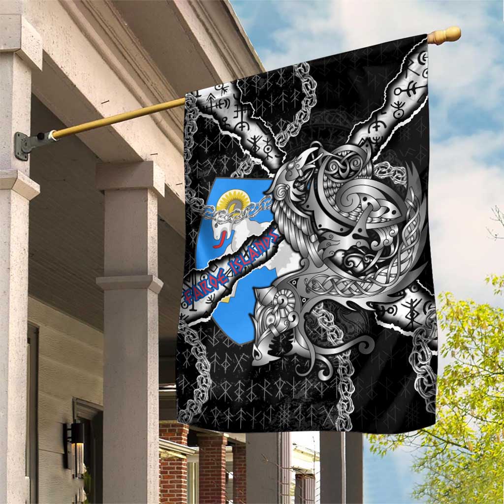Faroe Islands Vikings Garden Flag Nordic Lion Bound in Runes and Chains