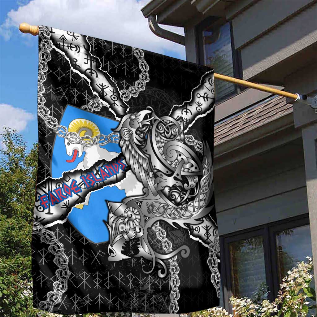 Faroe Islands Vikings Garden Flag Nordic Lion Bound in Runes and Chains