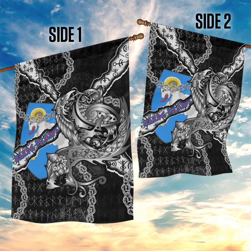 Faroe Islands Vikings Garden Flag Nordic Lion Bound in Runes and Chains