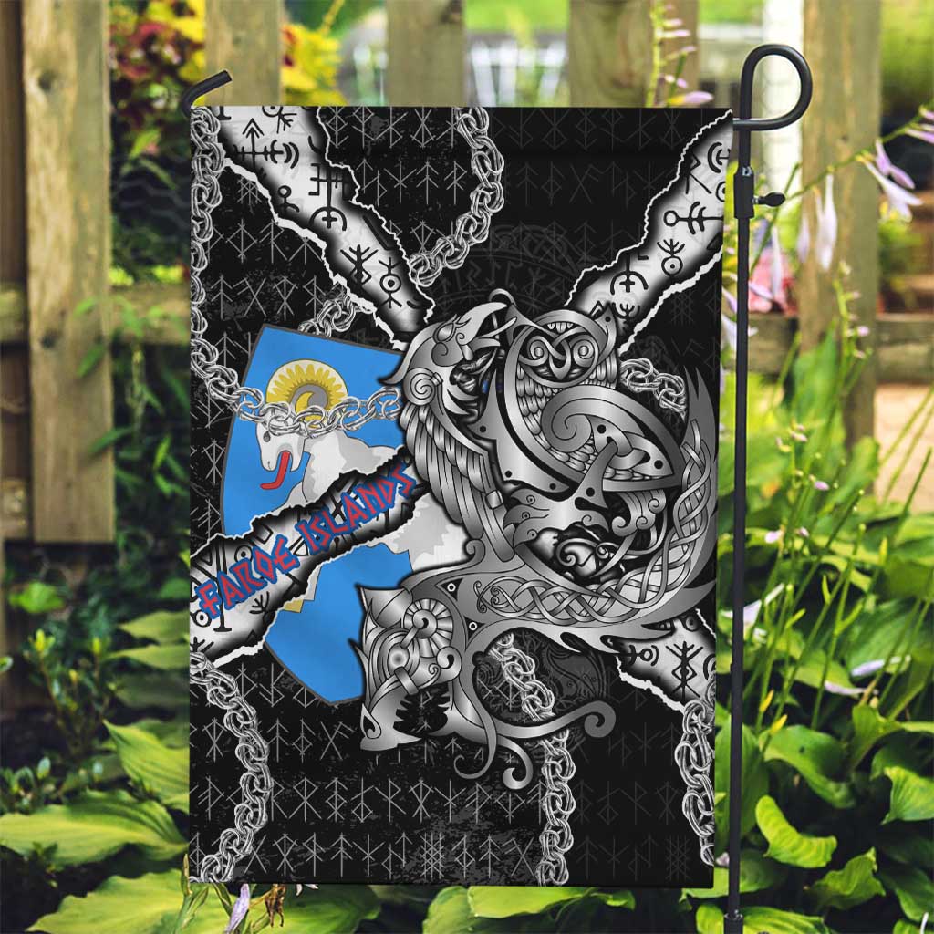 Faroe Islands Vikings Garden Flag Nordic Lion Bound in Runes and Chains