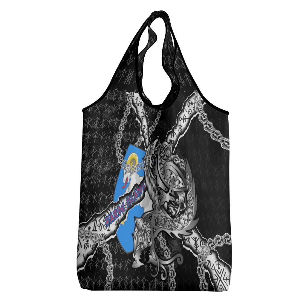 Faroe Islands Vikings Grocery Bag Nordic Lion Bound in Runes and Chains