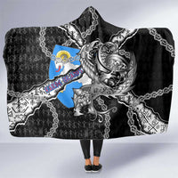 Faroe Islands Vikings Hooded Blanket Nordic Lion Bound in Runes and Chains
