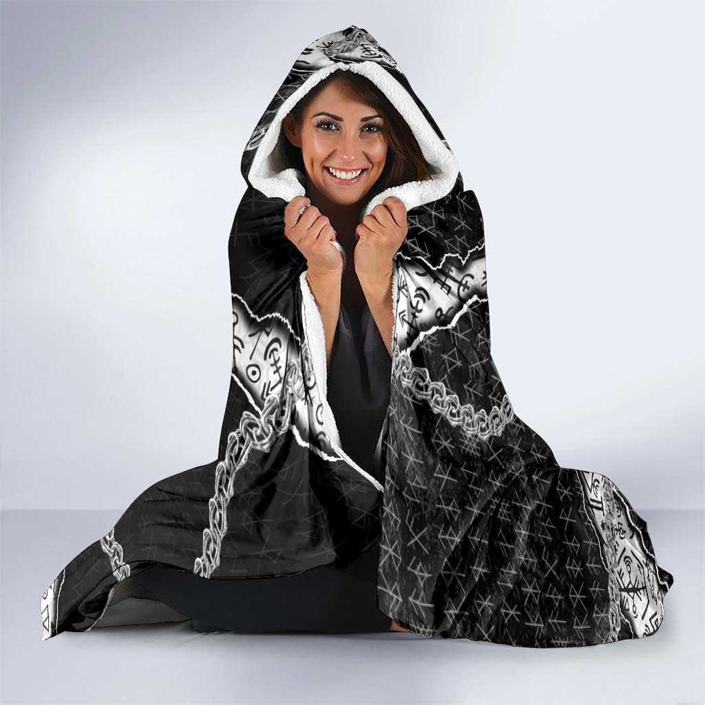 Faroe Islands Vikings Hooded Blanket Nordic Lion Bound in Runes and Chains