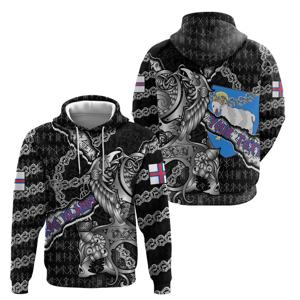Personalized Faroe Islands Vikings Hoodie Nordic Lion Bound in Runes and Chains