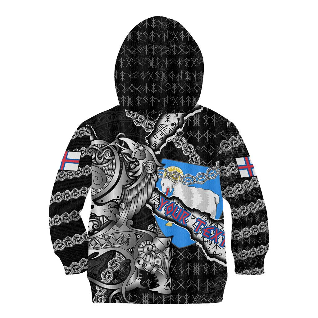 Personalized Faroe Islands Vikings Kid Hoodie Nordic Lion Bound in Runes and Chains