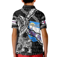 Personalized Faroe Islands Vikings Kid Polo Shirt Nordic Lion Bound in Runes and Chains