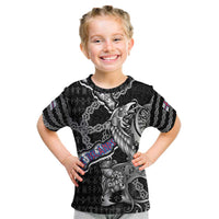 Personalized Faroe Islands Vikings Kid T Shirt Nordic Lion Bound in Runes and Chains