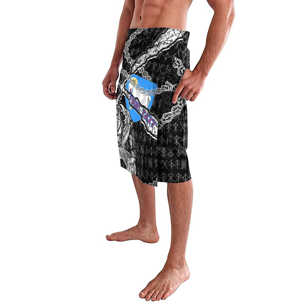 Personalized Faroe Islands Vikings Lavalava Nordic Lion Bound in Runes and Chains