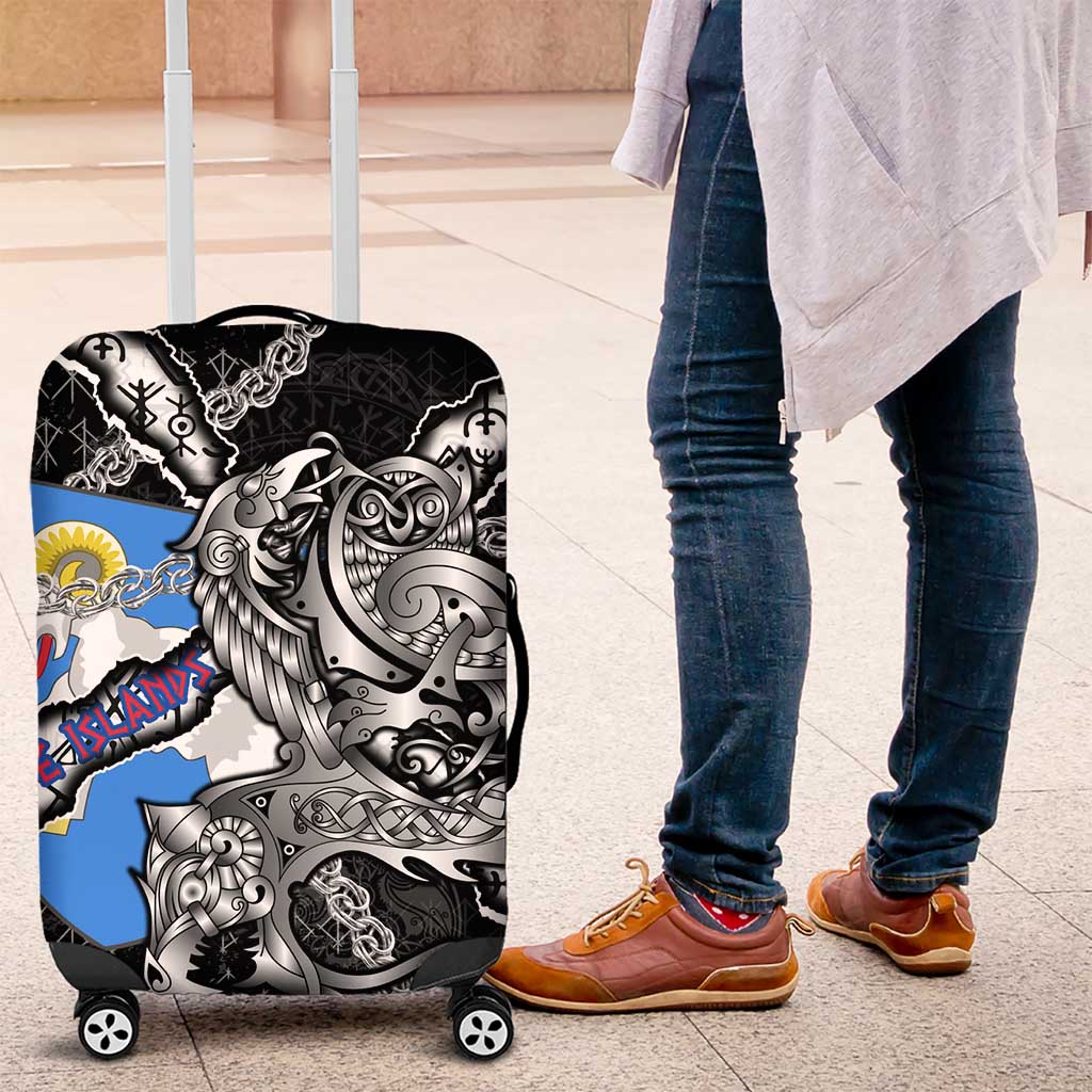 Faroe Islands Vikings Luggage Cover Nordic Lion Bound in Runes and Chains
