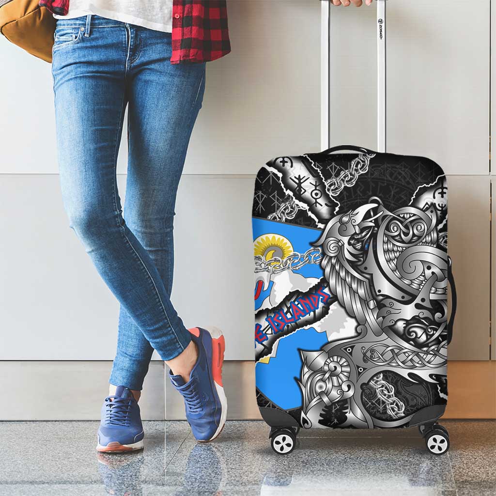 Faroe Islands Vikings Luggage Cover Nordic Lion Bound in Runes and Chains
